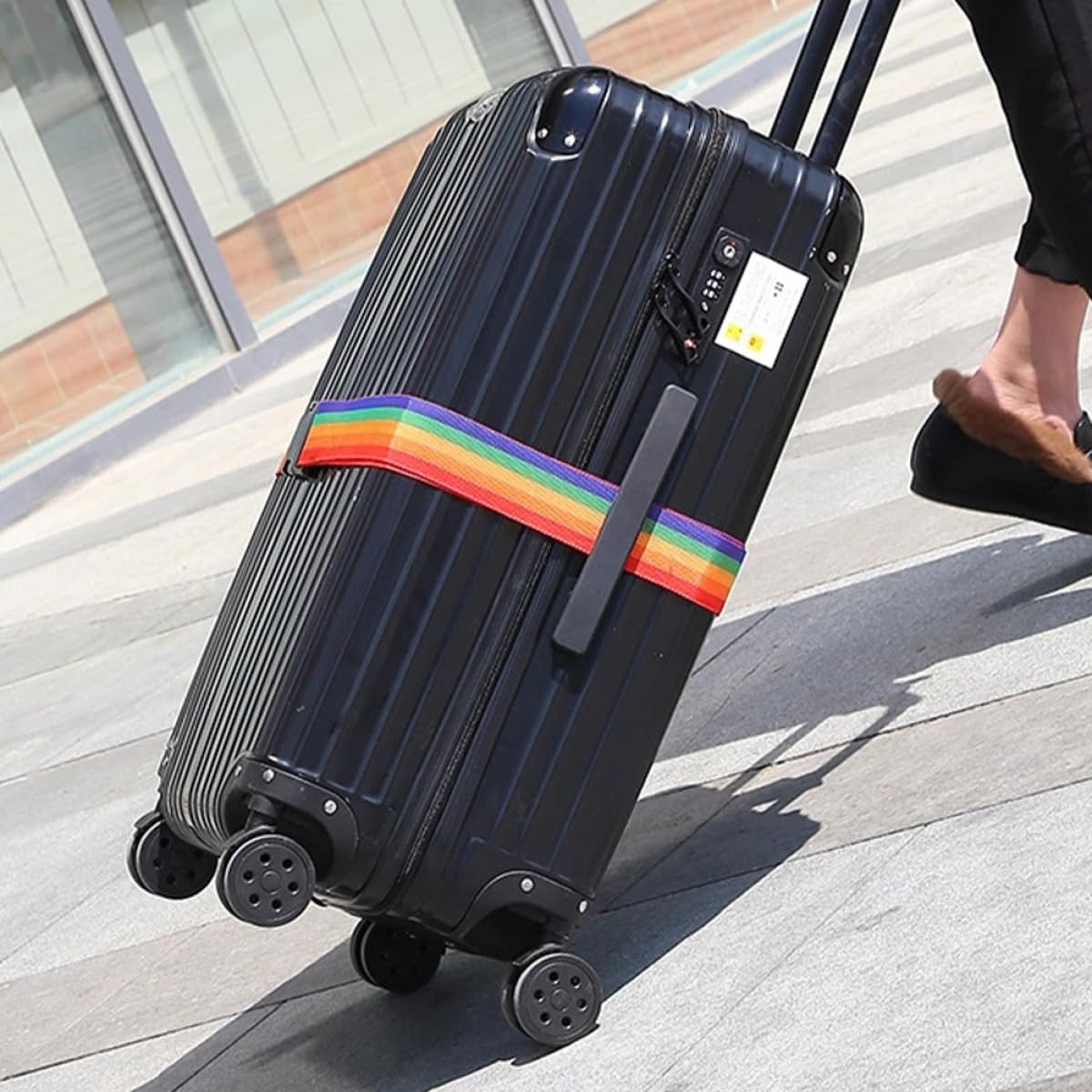4 Pezzi Cinture per Valigie Color Arcobaleno in Polipropilene Protezione Extra Leggere per Viaggio e Uscite