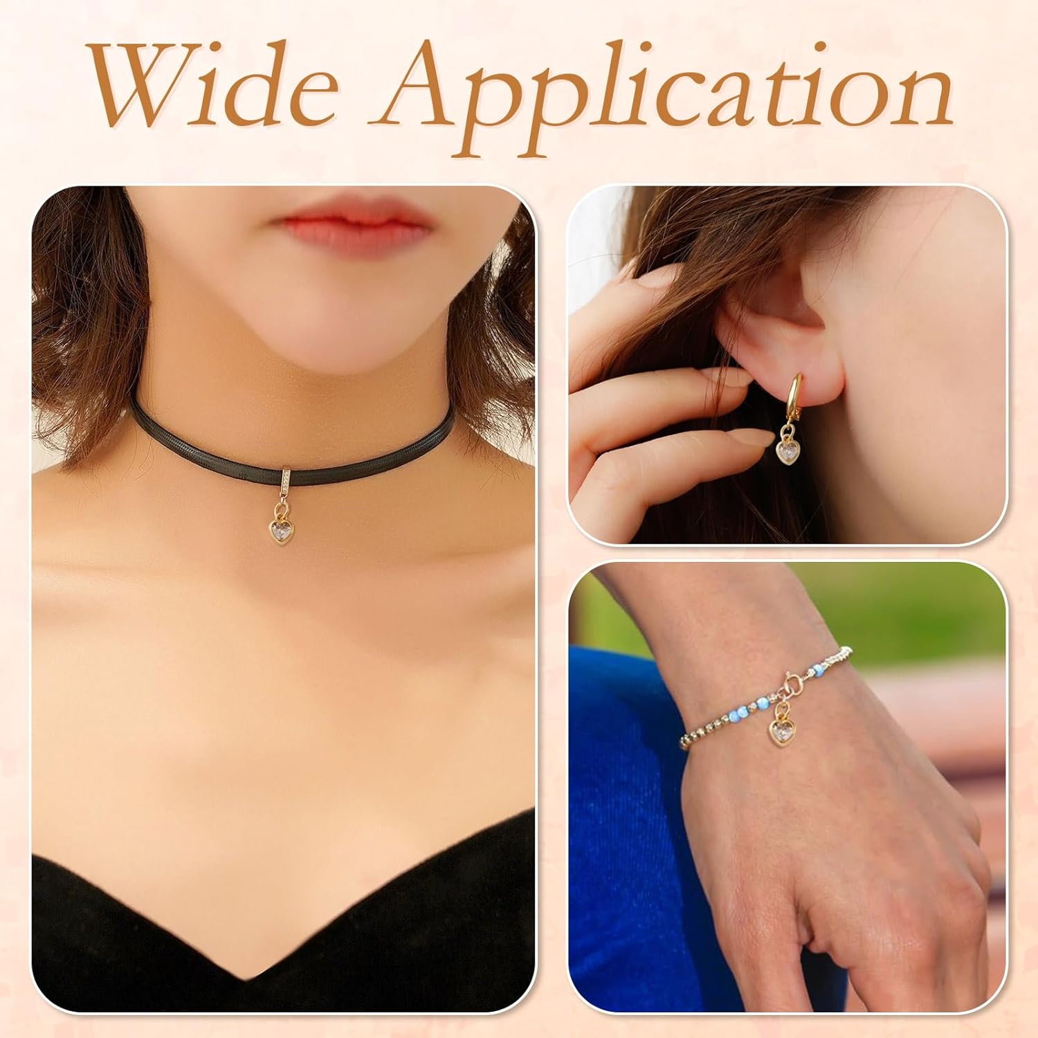 FASHEWELRY 10Pcs Grade AAA Cubic Zirconia Heart Charms 18K Gold Plated Crystal Heart Pendants Sparkling Micro Pave CZ Pendants for Bracelet Necklace Jewelry Making Festival Gift - Image 4