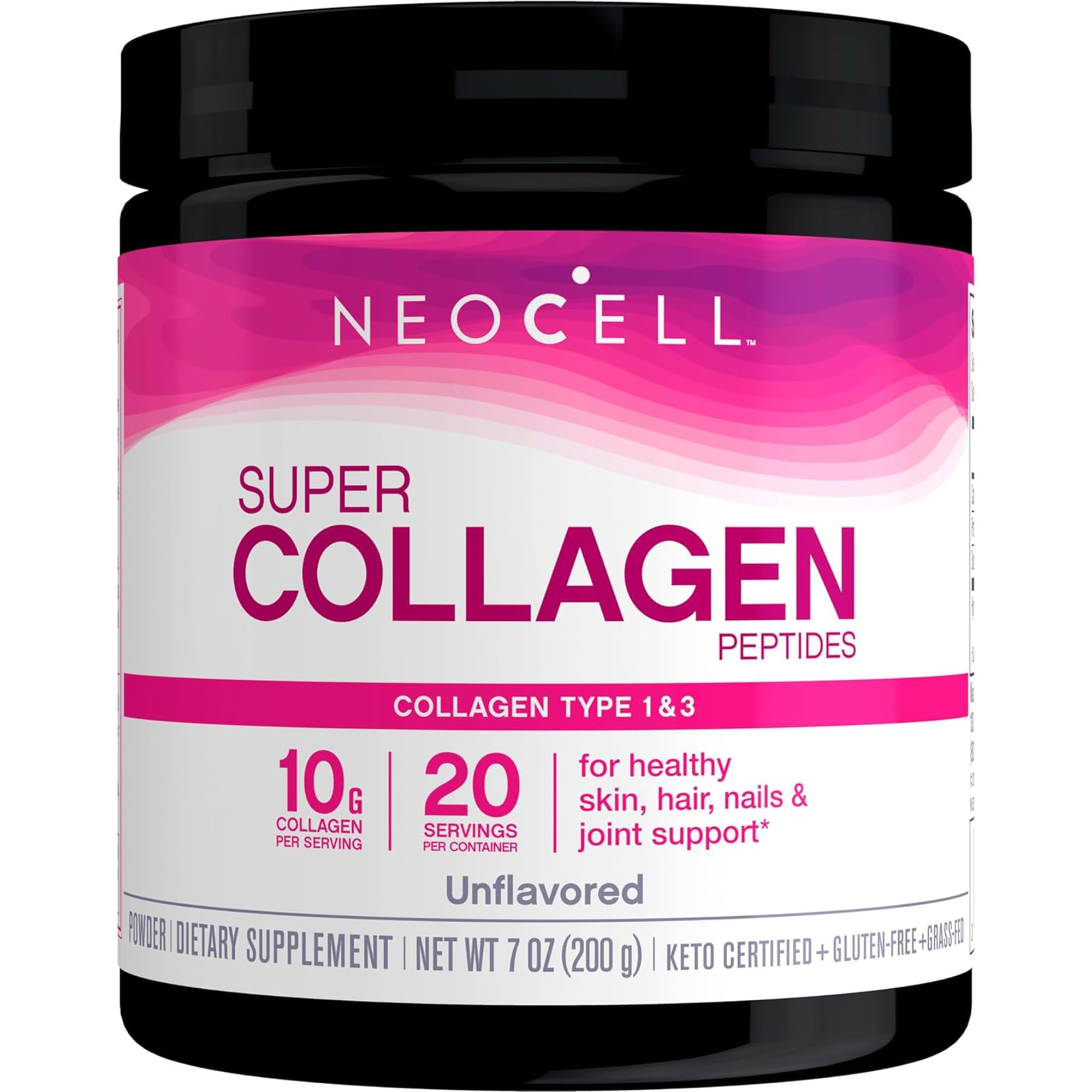 NeoCell, Super Collagen Peptides, Type 1 and 3, Peptides de Collagène, 200g Poudre, Sans Gluten, Sans Soja, Sans OGM
