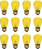 Vista 4 de Bombilla incandescente S14 Edison de repuesto, base mediana E26, 130 V, rojo (paquete de 12)