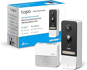 Tapo D230S1 Video Doorbell Doorbell, 2K 5MP Live Display, Color Night Vision, Wide Field of View, Smart Detection, Long Battery, IP64 Waterproof, Alexa asin的图片