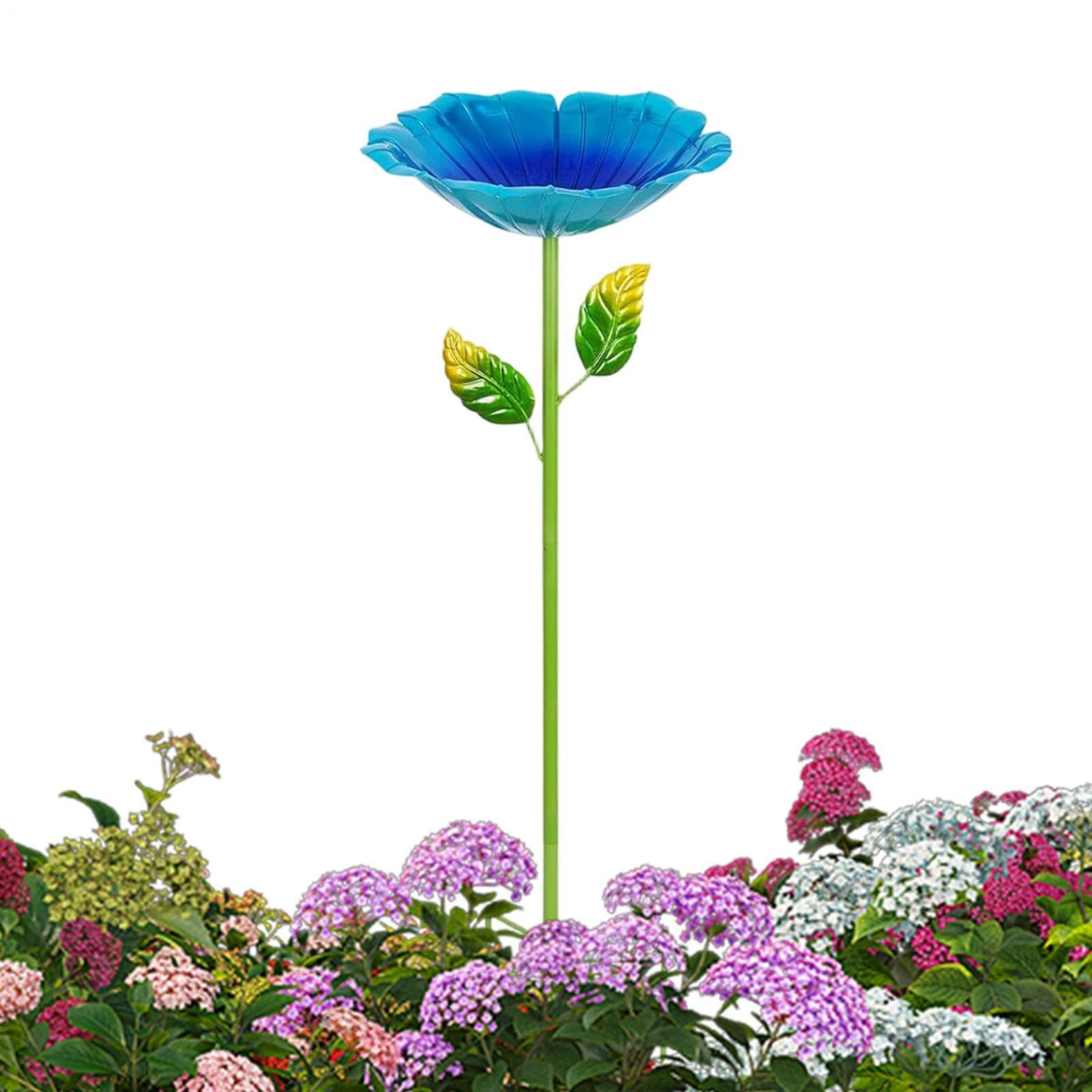 Bain d'oiseaux coloré en métal floral bol de jardin 30cm