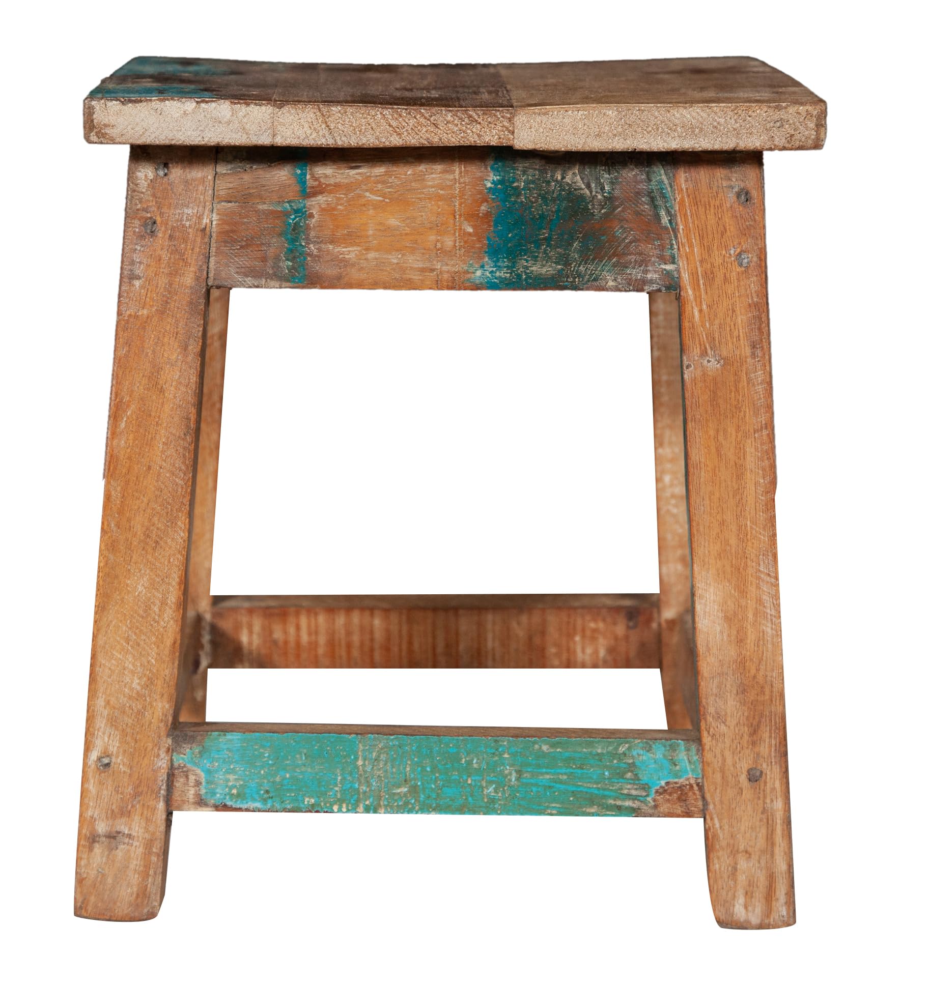 Biscottini Sgabello in legno basso quadrato 26x26x30 cm - Sgabellino da bagno - Panchetto in legno riciclato - Sgabellino piccolo - Supporto per piante - Sgabelli da ristorante, bar e cucina