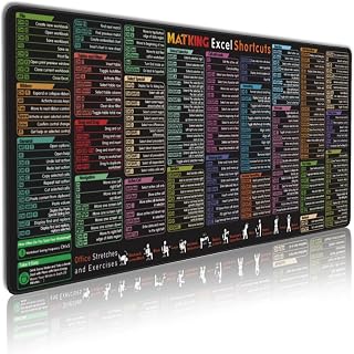 MATKING Excel Cheat Sheet Desk Mat(2026 Pro), 231+ Shortcuts Large Mouse Mat 900x400x3mm, XXL Waterproof Desk Pad with Stitched Edges and Non-Slip Rubber Base for Office, Home Office and Gaming