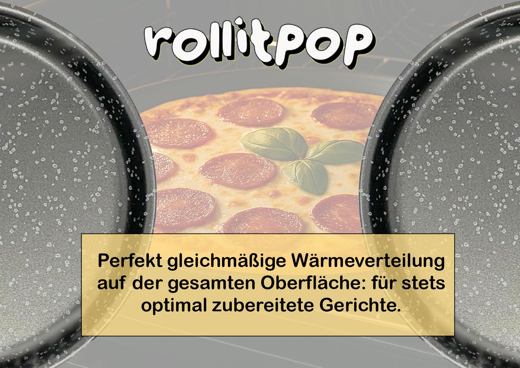 Runde Backform für Pizza und Farinata, 34 cm, Made in Italy, hohe Antihaftbeschichtung, aus Aluminium, leicht und einfach zu reinigen, Steineffekt, Vulcania-Serie (2 Backformen)