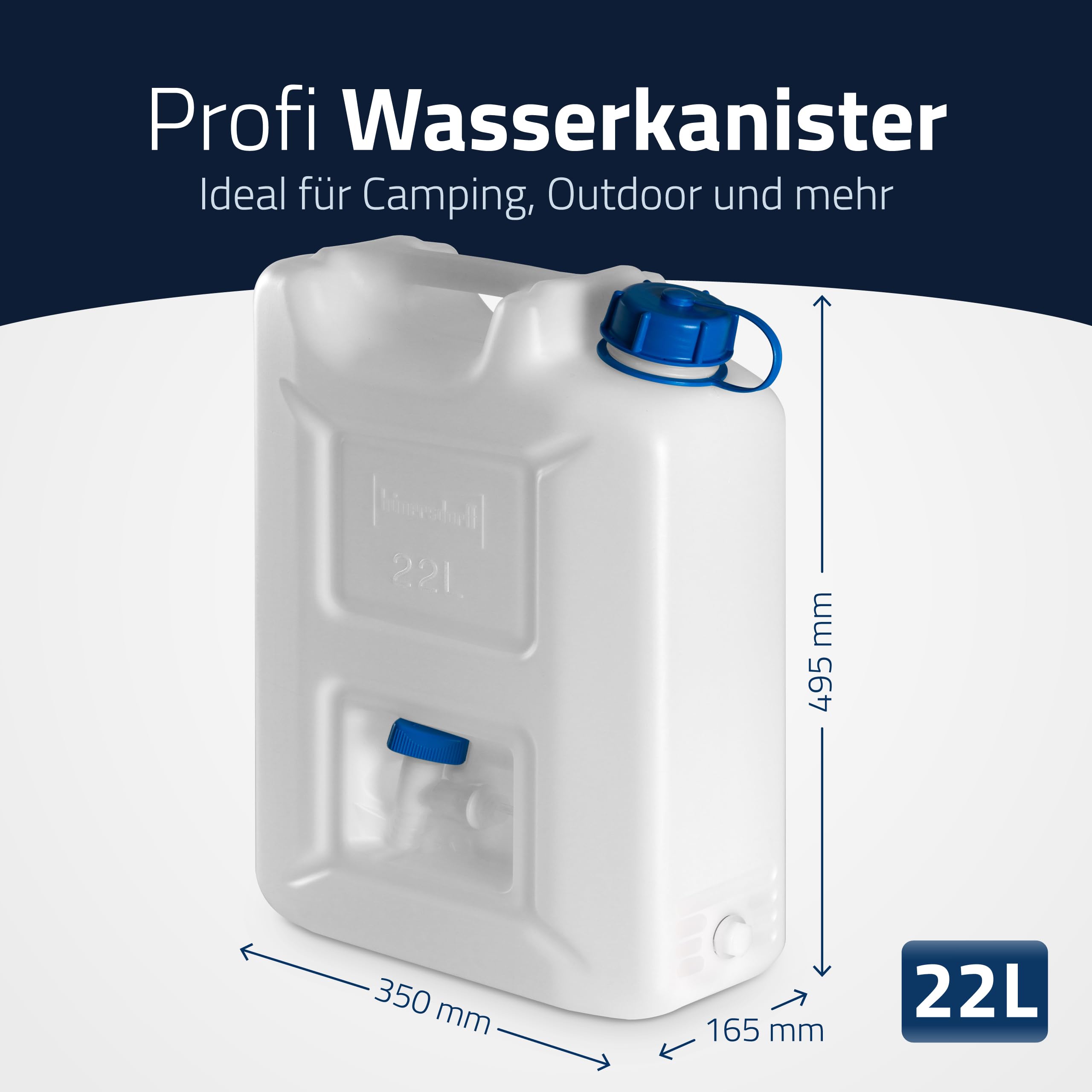 Hünersdorff Tanica Acqua Profi da 22 Litri, HD-PE Colore Naturale, con Protezione UV