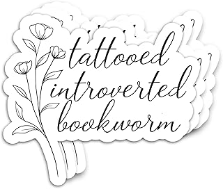 (3pcs) Tattooed Introverted Bookworm Sticker, Reading Stickers, Mental Health Stickers, Bookish Waterproof Die-Cut Vinyl Stickers for Laptop, Phone, Water Bottles, Skateboard, Bookish Stickers for Kindle, Book Stickers for Adults, Bookish Gifts, Mental Health Awareness Gifts for Book Lovers Boys and Girls (Size 2*1,73 inches)
