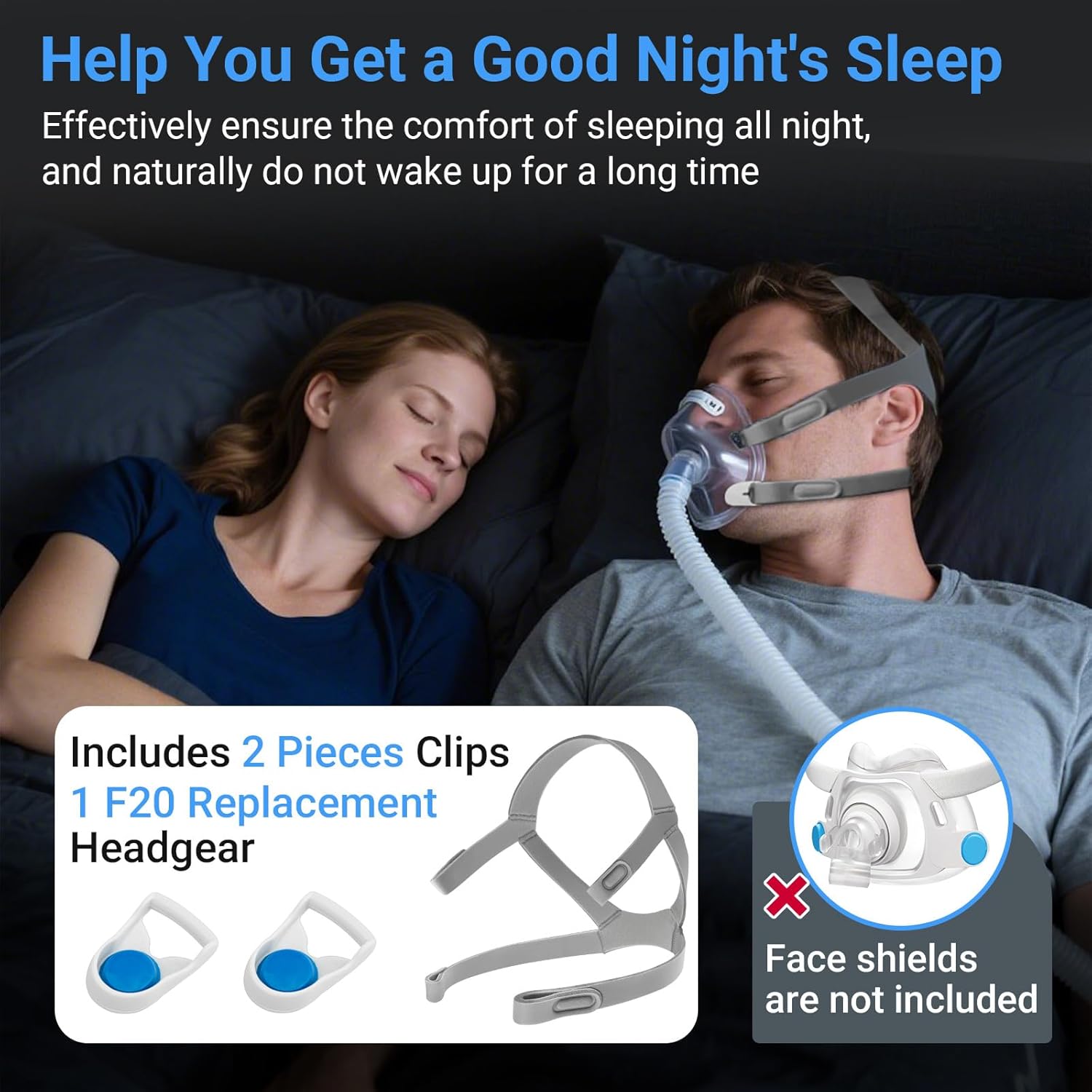 F40 Replacement Headgear Compatible with ResMed AirFit F40 Full Face Mask Strap, Adjustable Home Mask Headband with 2 Magnetic Headgear Clips, Standard F40 Head Strap - Image 5