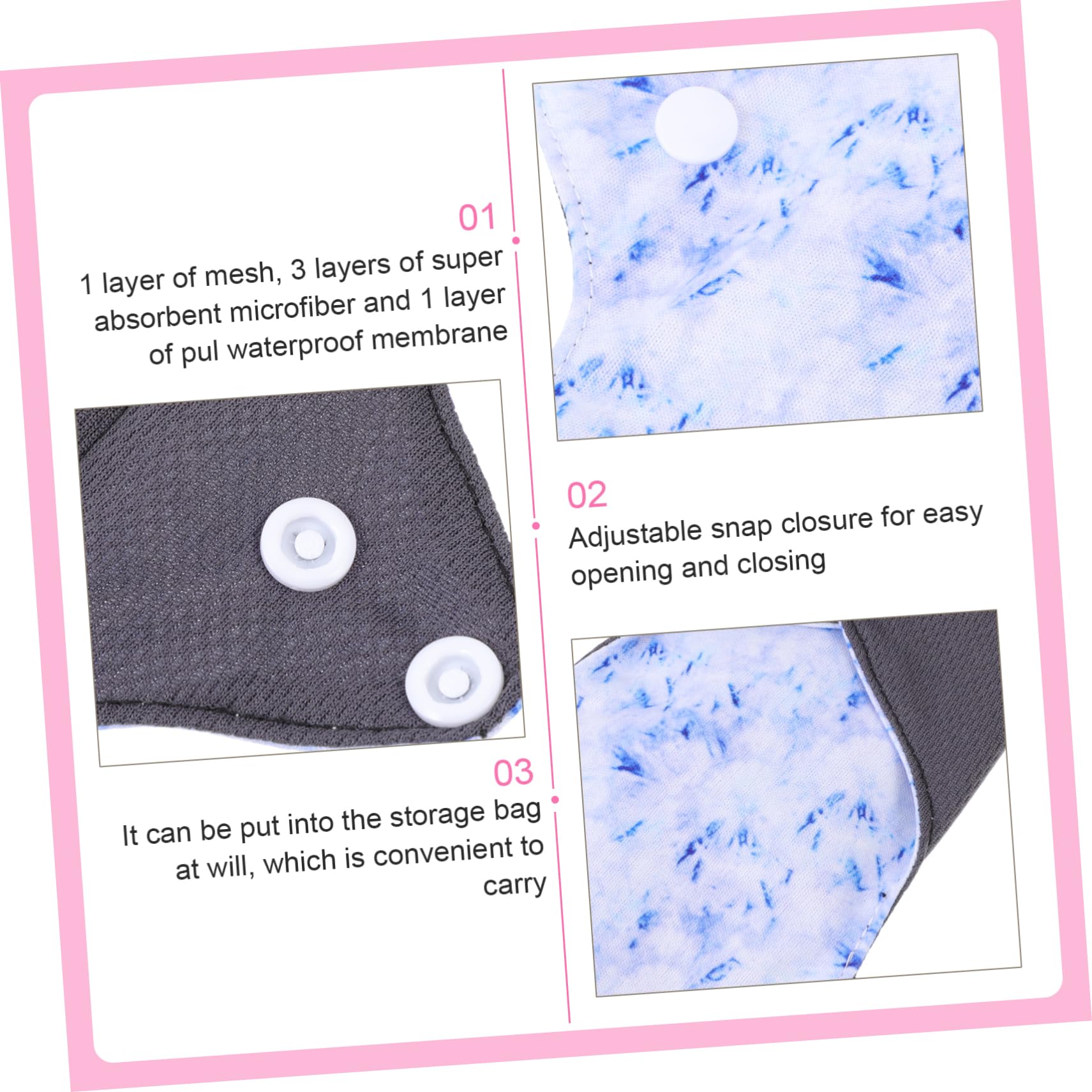 MAGICLULU 6 Compresas Reutilizables para Mujeres Adultas Material Pul y Membrana, Toallas Menstruales Duraderas para Uso Diario y Viajes Color Aleatorio