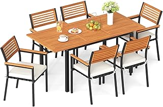10 U Shaped Backyard Layout Ideas for Balanced Outdoor Design 109 Tangkula 7-Piece Patio Dining Set, Outdoor Acacia Wood Cushioned Chairs ...