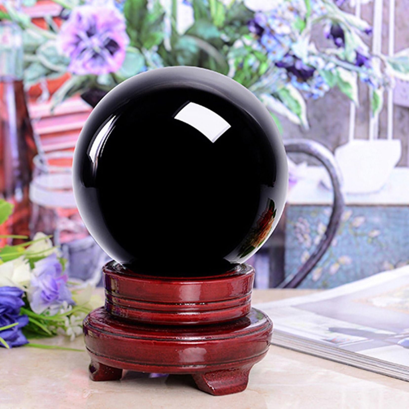 黒色球形石オブジェ 【公式通販】