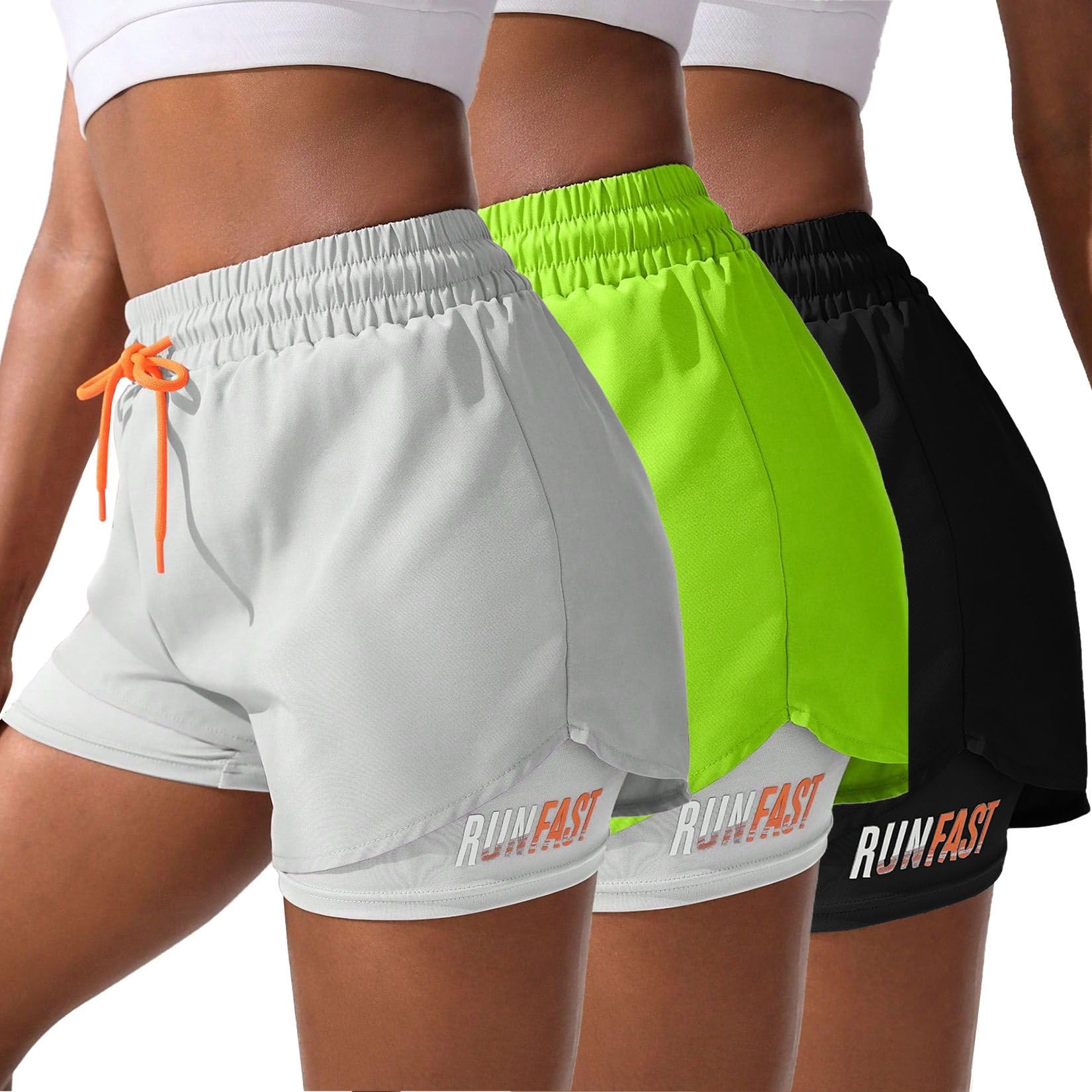 YOAKUKA Women's 2 in 1 Workout Shorts