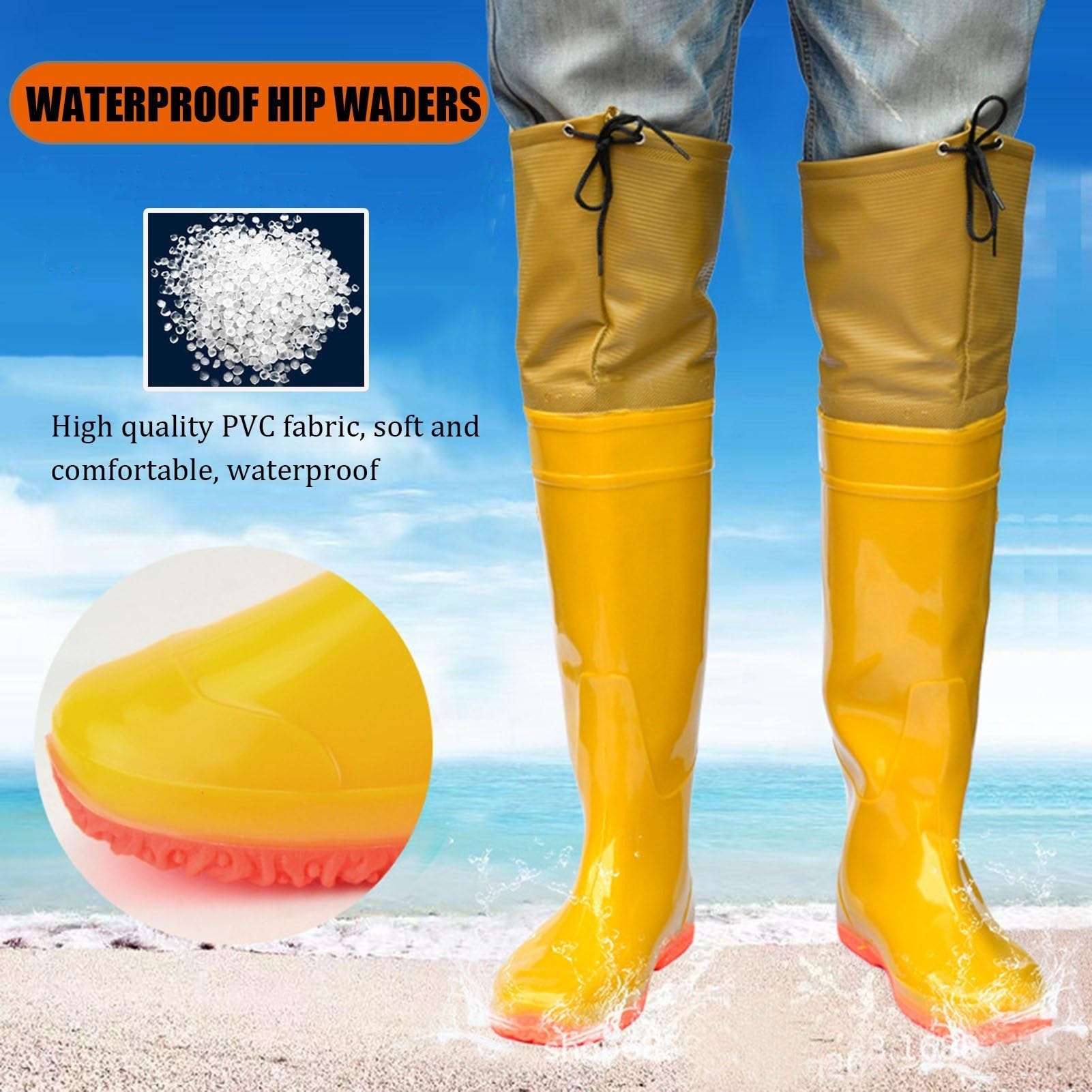 Watstiefel Watstiefel Für Herren Und Damen, Für Angeln Und Jagen, Leichte wasserdichte Hüftstiefel Aus PVC, Für Den Außenbereich, Kniehoch, 60 cm