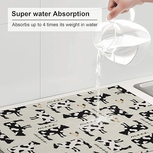 Vista 167 de Tapete de secado de platos de limón de 18 x 24 pulgadas para encimera de cocina, almohadilla absorbente de microfibra para escurrir platos, tapetes