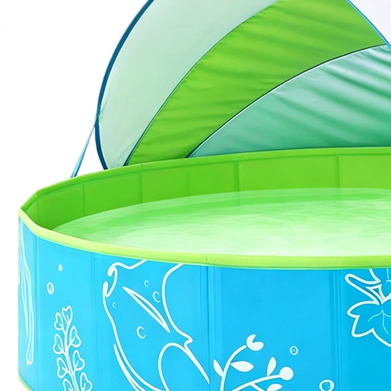 Faltbarer Pool Für Kinder Outdoor Sommer-Badewanne Mit Sonnendach | Kinderpool Für Urlaub, Outdoor, Garten, Hinterhof, , Terrasse, Camping und zu Hause