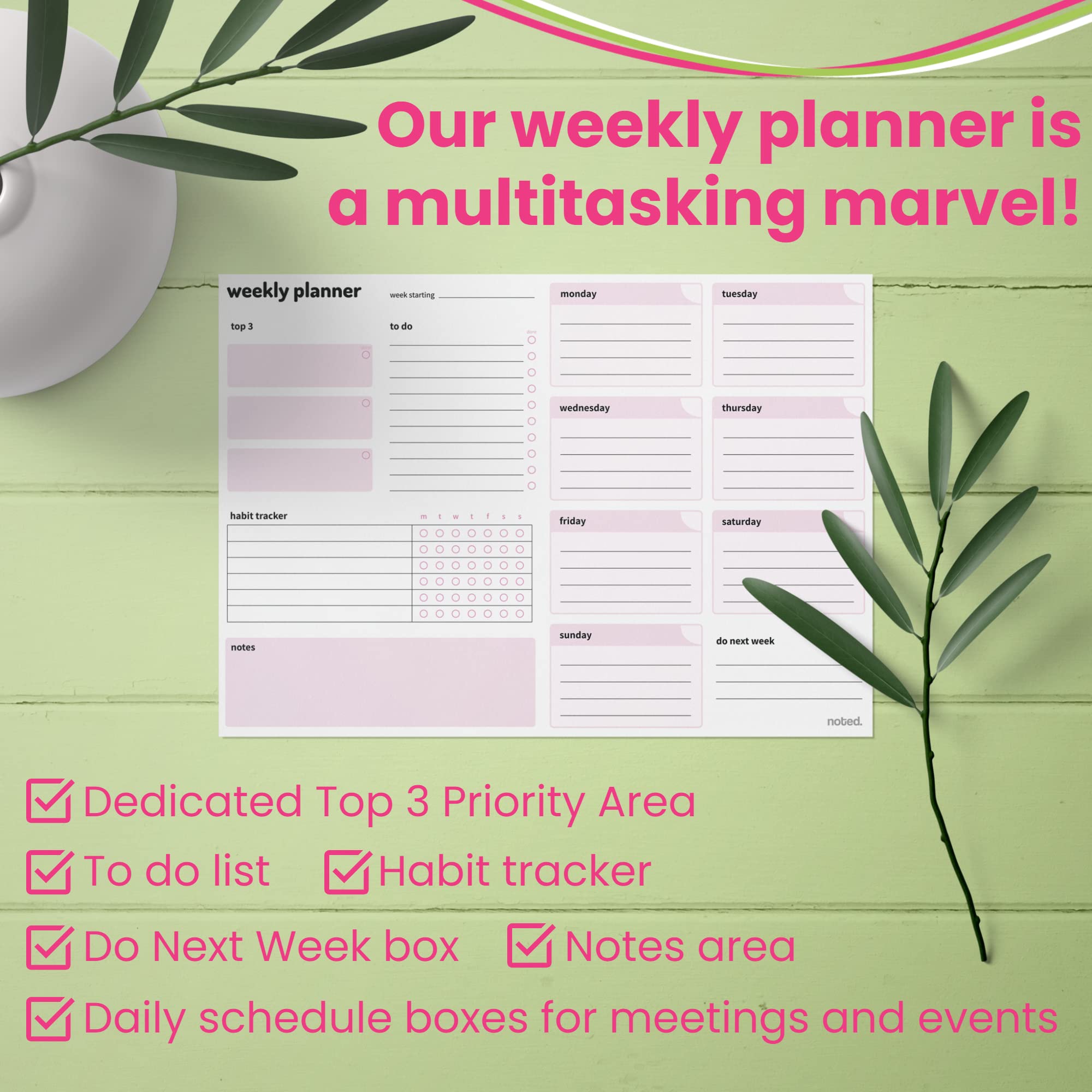 Miquelrius - Planificador Semanal Horizontal TO-DO, Tamaño A4: 297 X 210 Mm, Planner Atemporal, Encolado, 54 Hojas, 9 Colores, Papel Blanco 80 G/m²