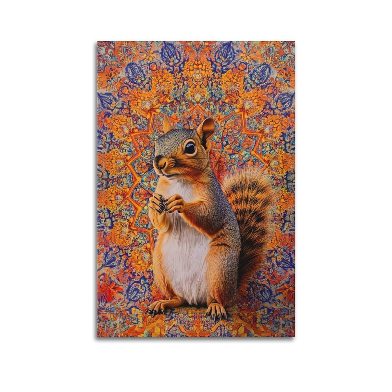 ZSZWHJ Animal Poster Looking Away from The Squirrels Poster Decorative Painting Canvas Wall Posters And Art Picture Print Modern Family Bedroom Decor Posters 12x18inch(30x45cm)