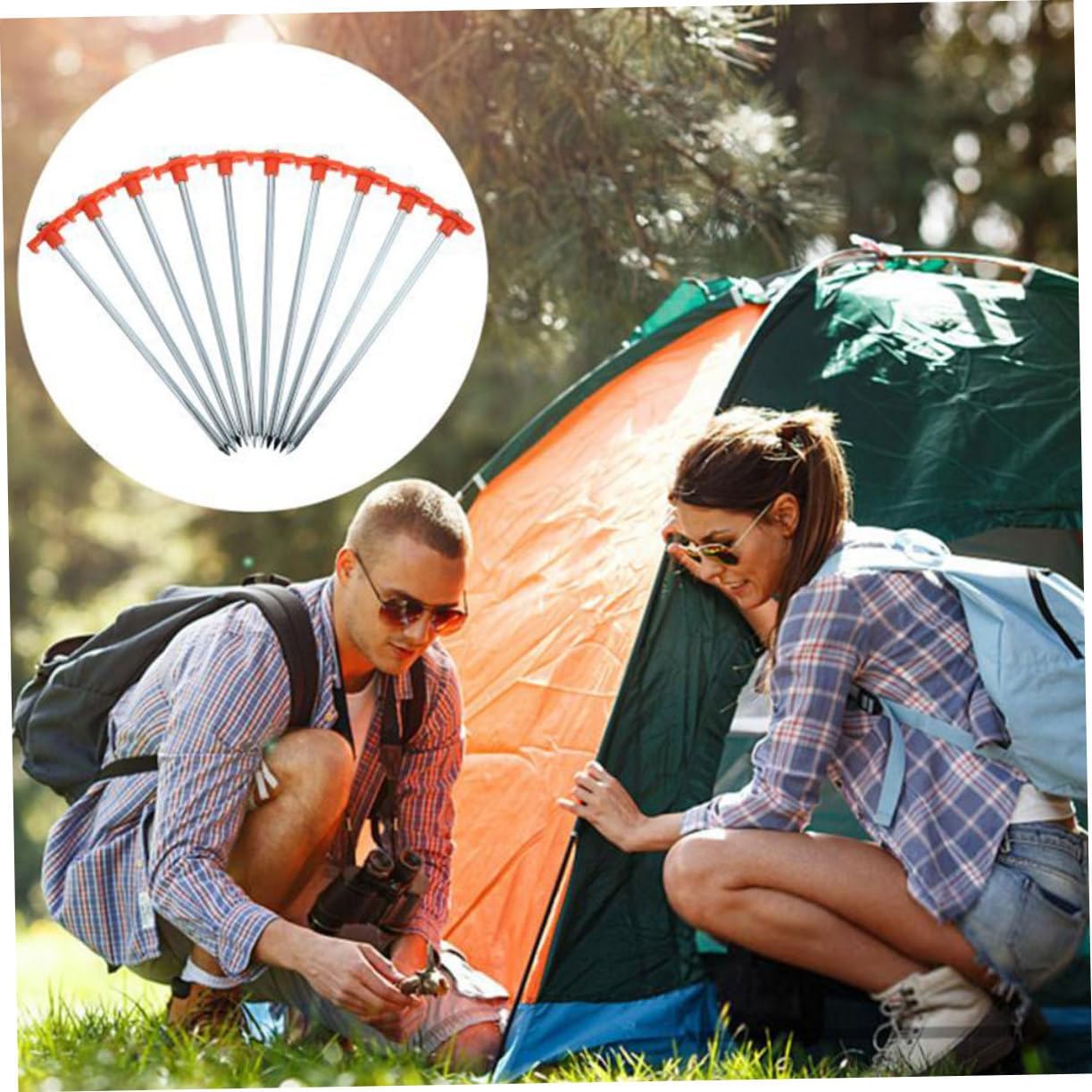 BESPORTBLE 12Pcs Heavy Duty Stainless Steel Tent Stakes for Camping Outdoor and Beach Use Windproof Ground Pegs with Enhanced Grip for Tents and Awnings