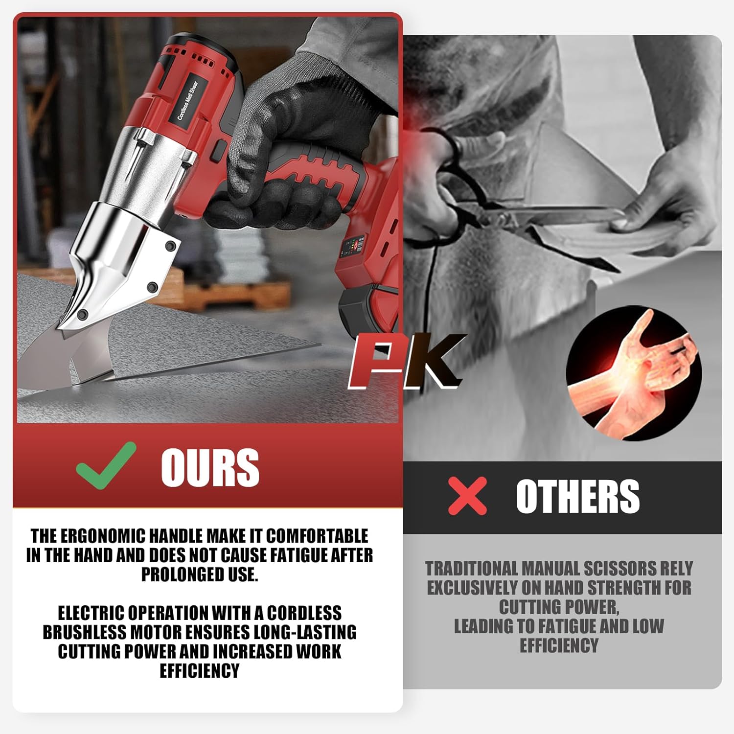 Cordless Sheet Metal Cutter Brushless for Mil-waukee 18v Battery(Tool Only), Metal Shears 360 Degree Pivoting Head, Electric Metal Scissors for Cutting Stainless Sheet, Metal, Iron, 221 Ft-Lbs Torque