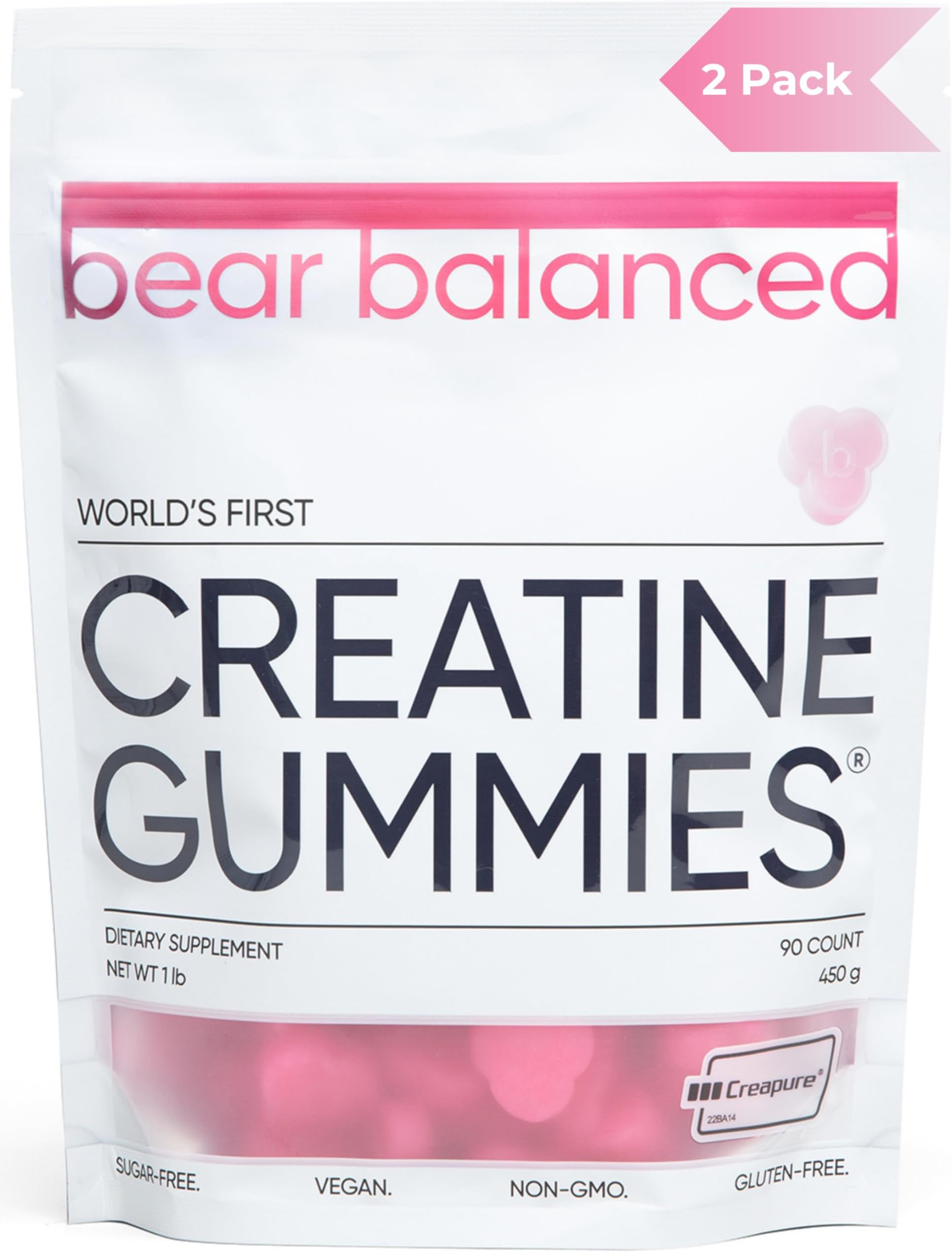 Creatine Gummies for Men & Women - Creatine Monohydrate, L-Theanine, L-Tyrosine & B12 for Muscle Growth, Strength, and Focus, Watermelon Burst, 2 Pack