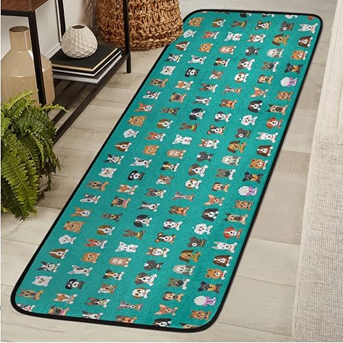 Bonita alfombra de pasillo para perro, divertida alfombra de área de animales de 2 x 6 pies, alfombra antideslizante para pasillo, entrada,