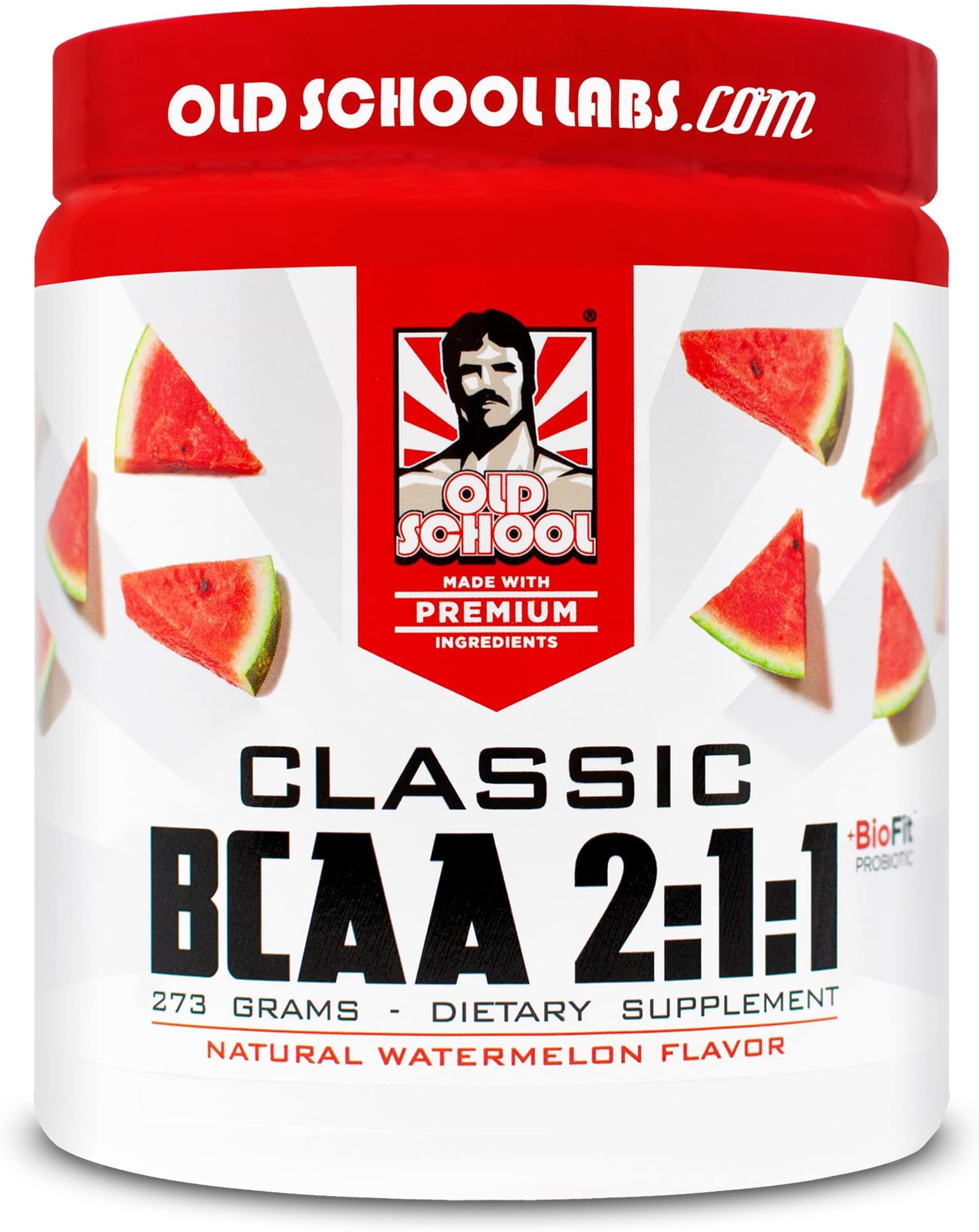 Old School Labs Classic BCAA 2:1:1 - Branched-Chain Amino Acids for Lean Muscle and Recovery with BioFit Probiotics - Natural Watermelon Flavor Makes for a Delicious Drink During Any Activity