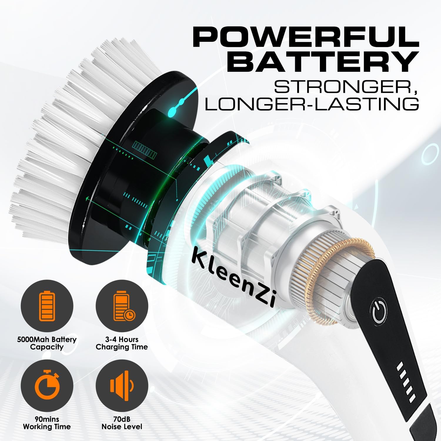 KleenZi Spin Scrubber powerful battery specifications