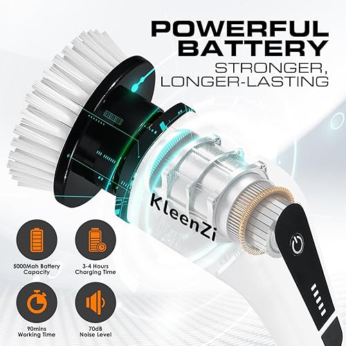 Miniatura 5 de Cepillo eléctrico 8 en 1 de limpieza eléctrica giratoria, limpiador de ducha inalámbrico, fregadores eléctricos con mango ajustable, limpiador