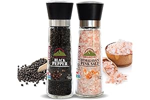 Pink Salt Sense Salt and Pepper Grinder Set of 2 - Adjustable...