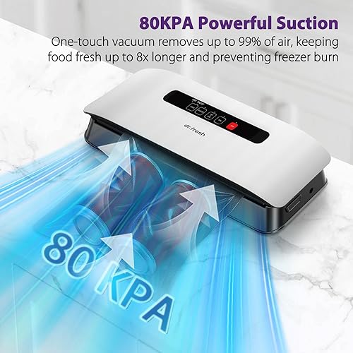 Miniatura 5 de Food Vacuum Sealer Machine, 8-in-1 Food Vacuum Saver Sealer V20 with Moist & Dry Mode, External VAC, Bags and Cutter Included, Compact Lightweight
