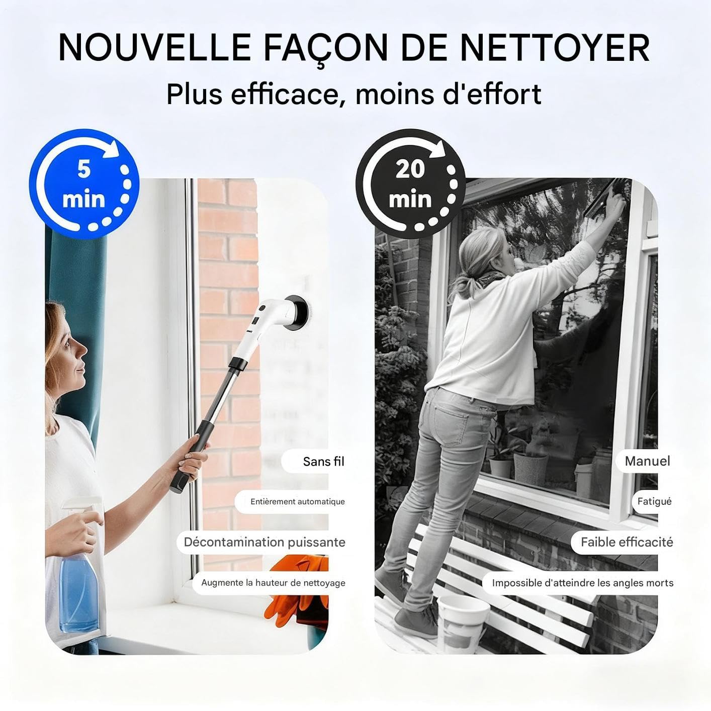 Cepillo Eléctrico de Limpieza y Fregado Herramienta Con Batería Duradera | Cepillo De Baño Sin Cable Para Hogar Azulejos Ducha Fregaderos De Cocina Bañeras Juntas De
