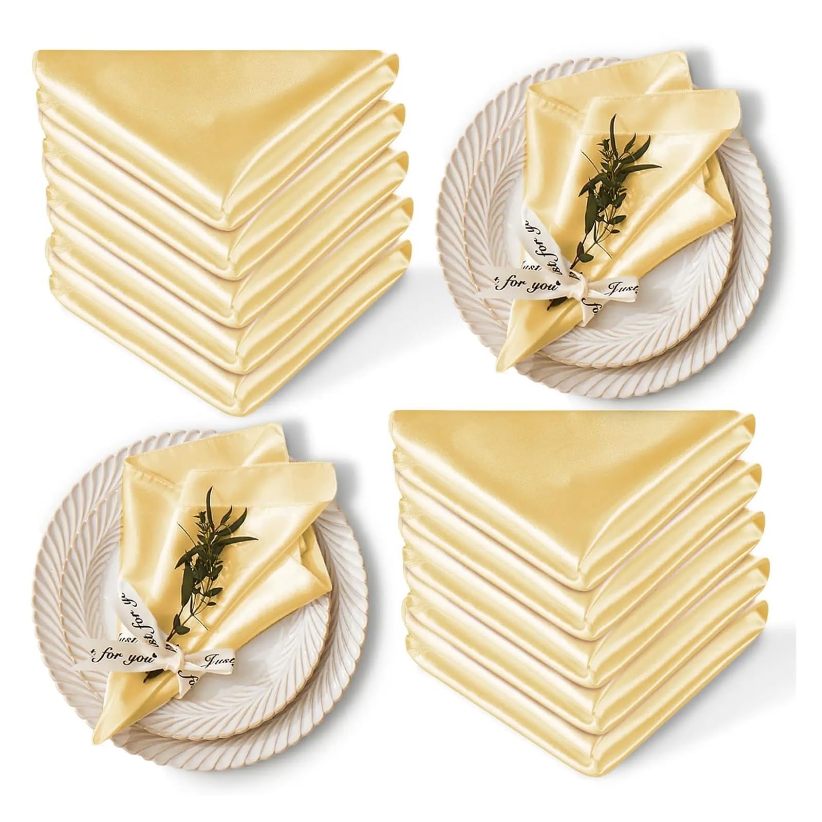 Servilletas de Tela de satén Sedoso, Servilletas de satén for Cena, 10 Unidades, cuadradas, 43x43cm(Color 12)