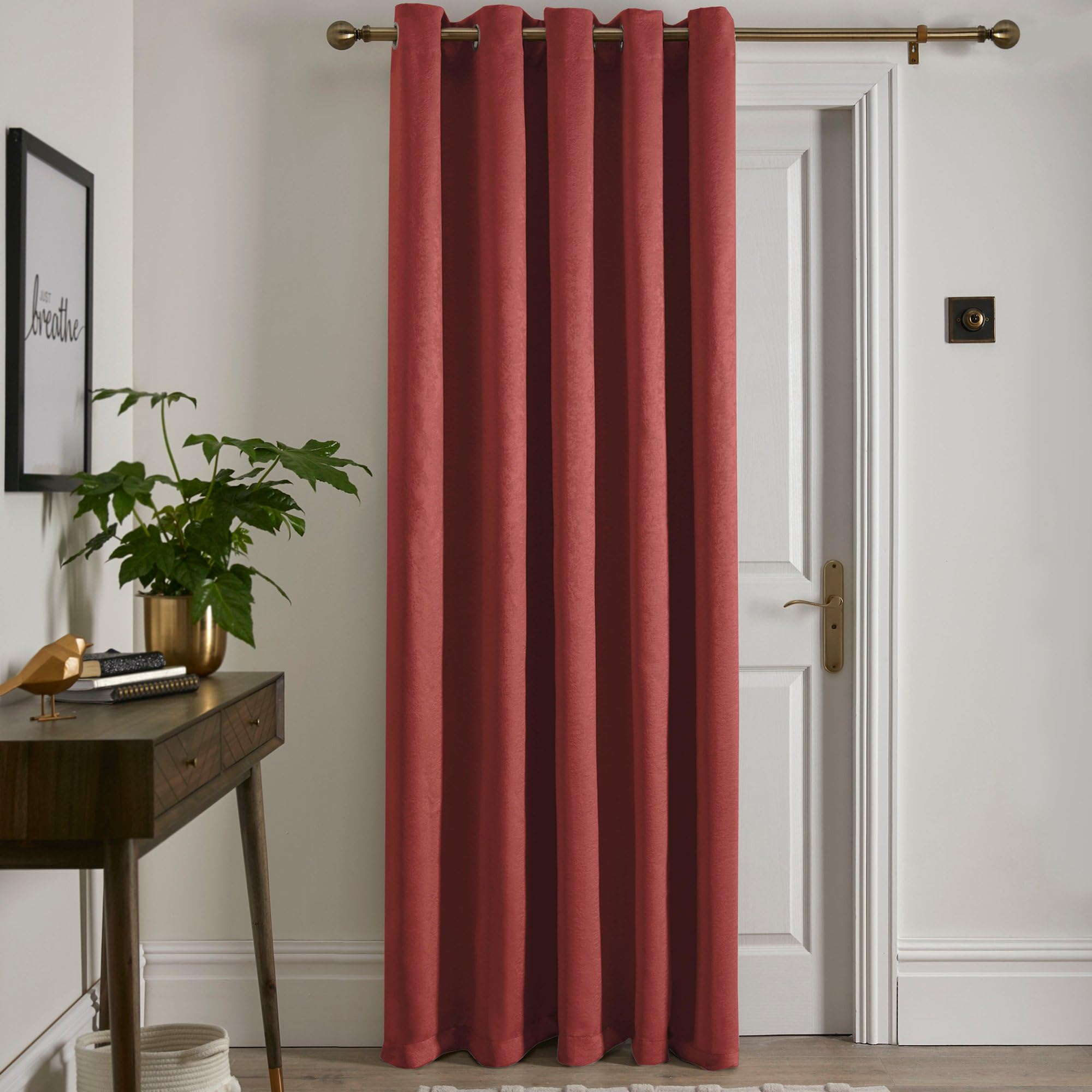 Fusion Terracotta Eyelet Curtain, W168 x L214cm (66x84), 1 Panel, Thermal Door Curtain for Bedroom or Living Room