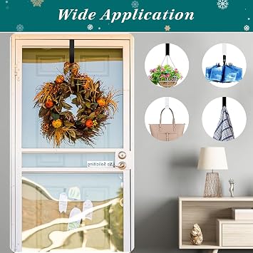 Christmas Wreath Door Hanger, 12 Inch Metal Wreath Hanger Over Door Wreath Hook Holder for Home Office Wall Wedding Wreath Display and Christmas Halloween Easter Decorations (White)