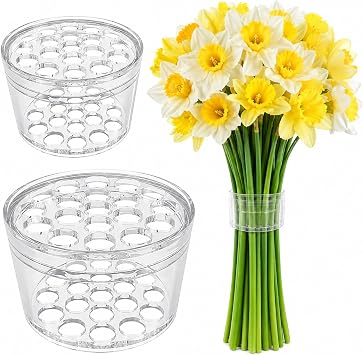 2 Pack Flower Arrangement Holder for Vase, Spiral Blossom Grid Flower Frog Stem Support, Ikebana Bouquet Tool Clear
