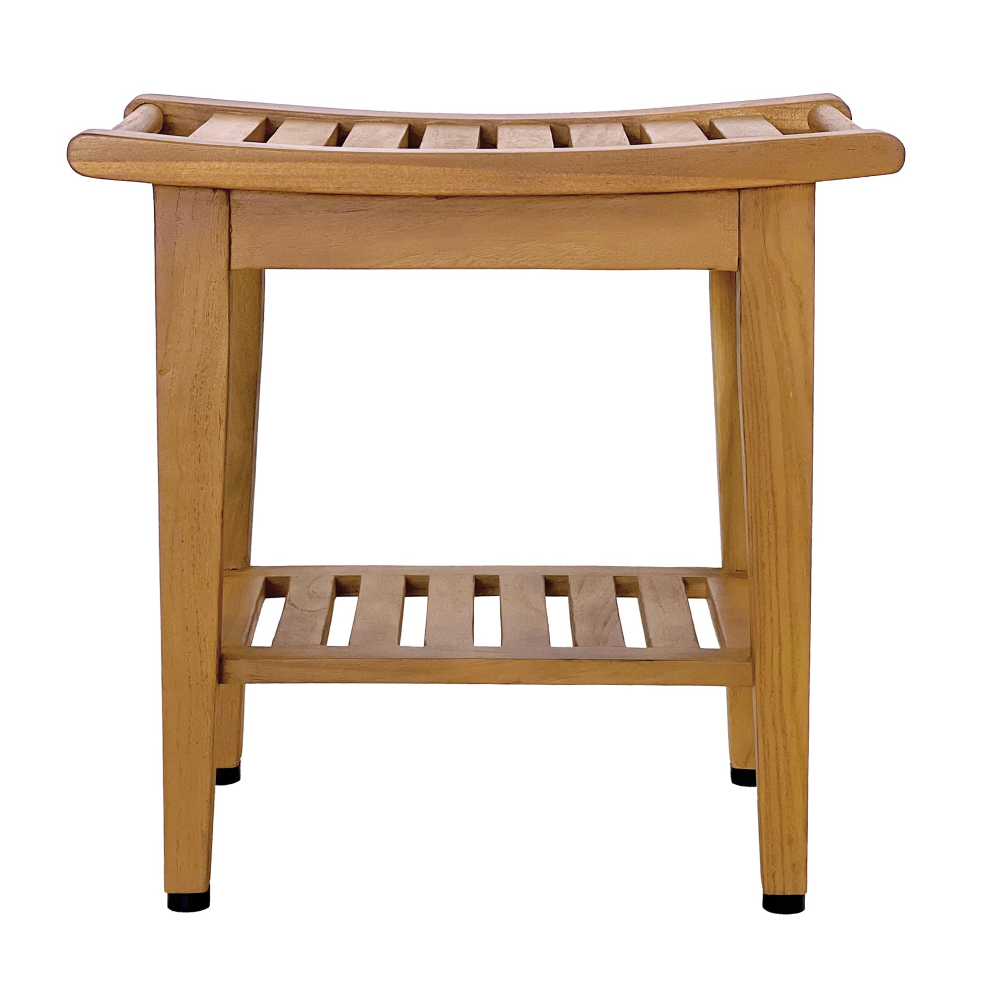 (Similar)Kasa Solid Teak Indoor Outdoor Shower/Bath/Spa Stool Bench with Bottom Shelf, Fully Assembled, DB-916