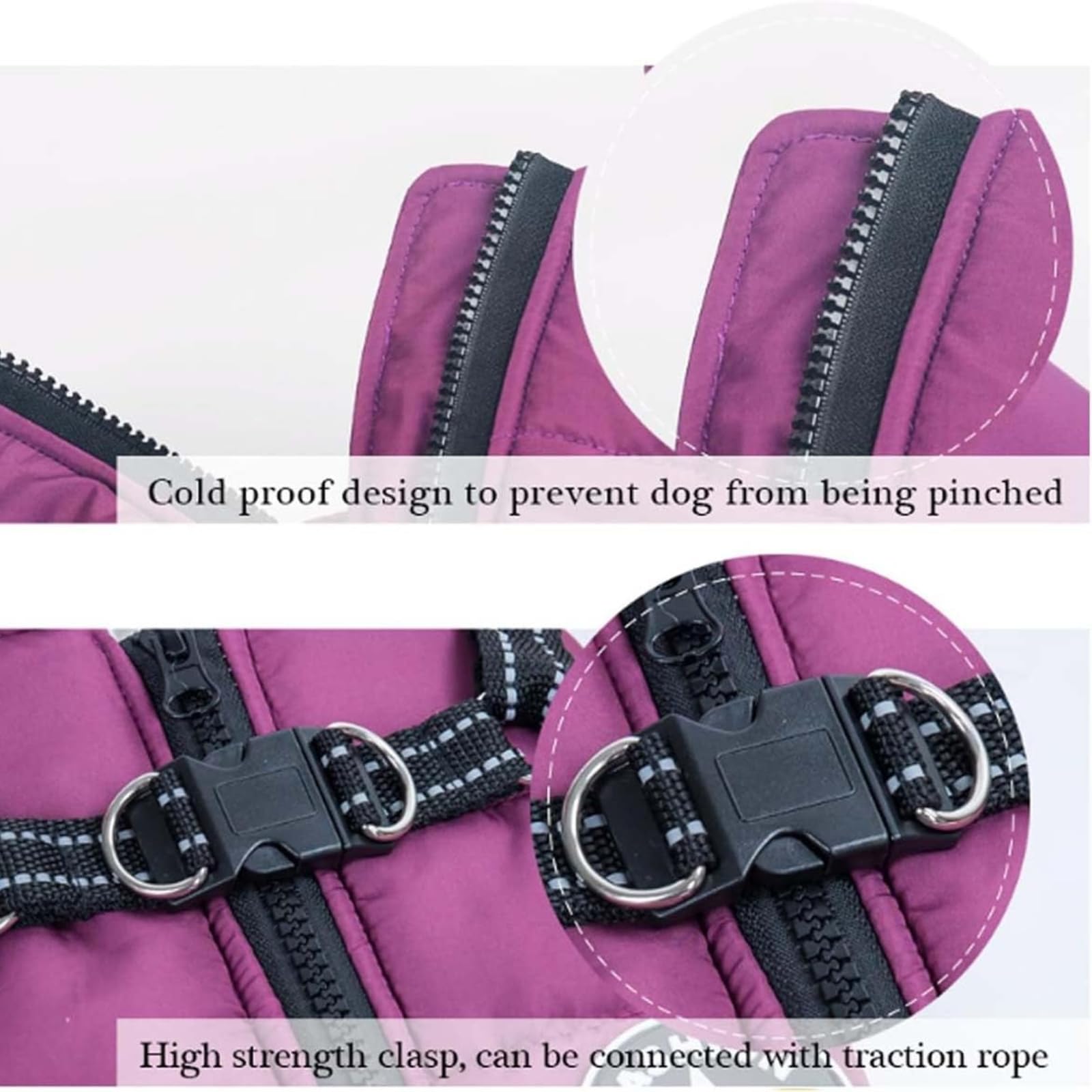 Giacca invernale 3 in 1, impermeabile, antivento, calda e accogliente, con imbracatura integrata e cerniera per cani/gatti di taglia piccola, media e grande