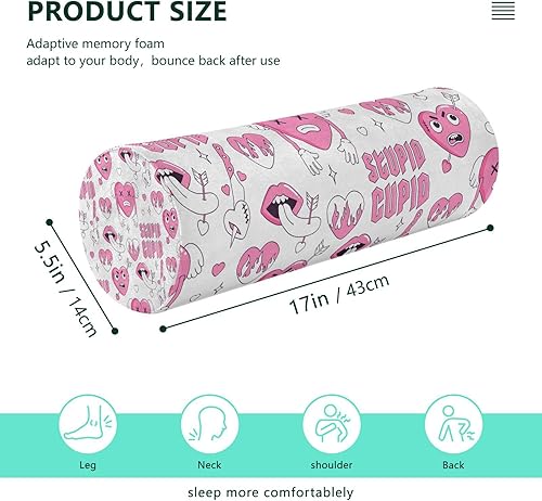Miniatura 2 de Y2k - Funda de almohada redonda para cuello con cuchillo de fuego, diseño de corazón, para cabeza y cuello, para soporte cervical, rollo cilíndrico