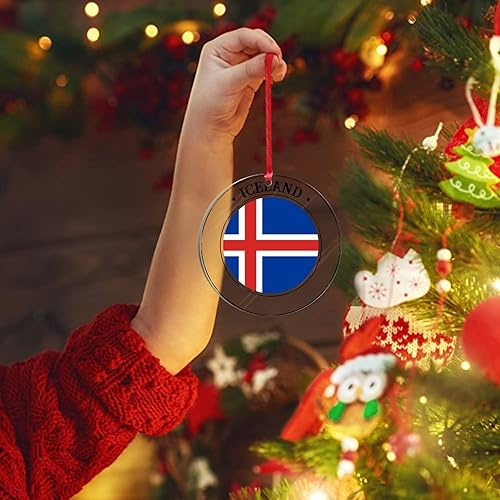 Vista 81 de Bandera nacional de Kuwait, decoración de árbol de Navidad de acrílico, adorno de recuerdo de la ciudad, adorno colgante para árbol de Navidad