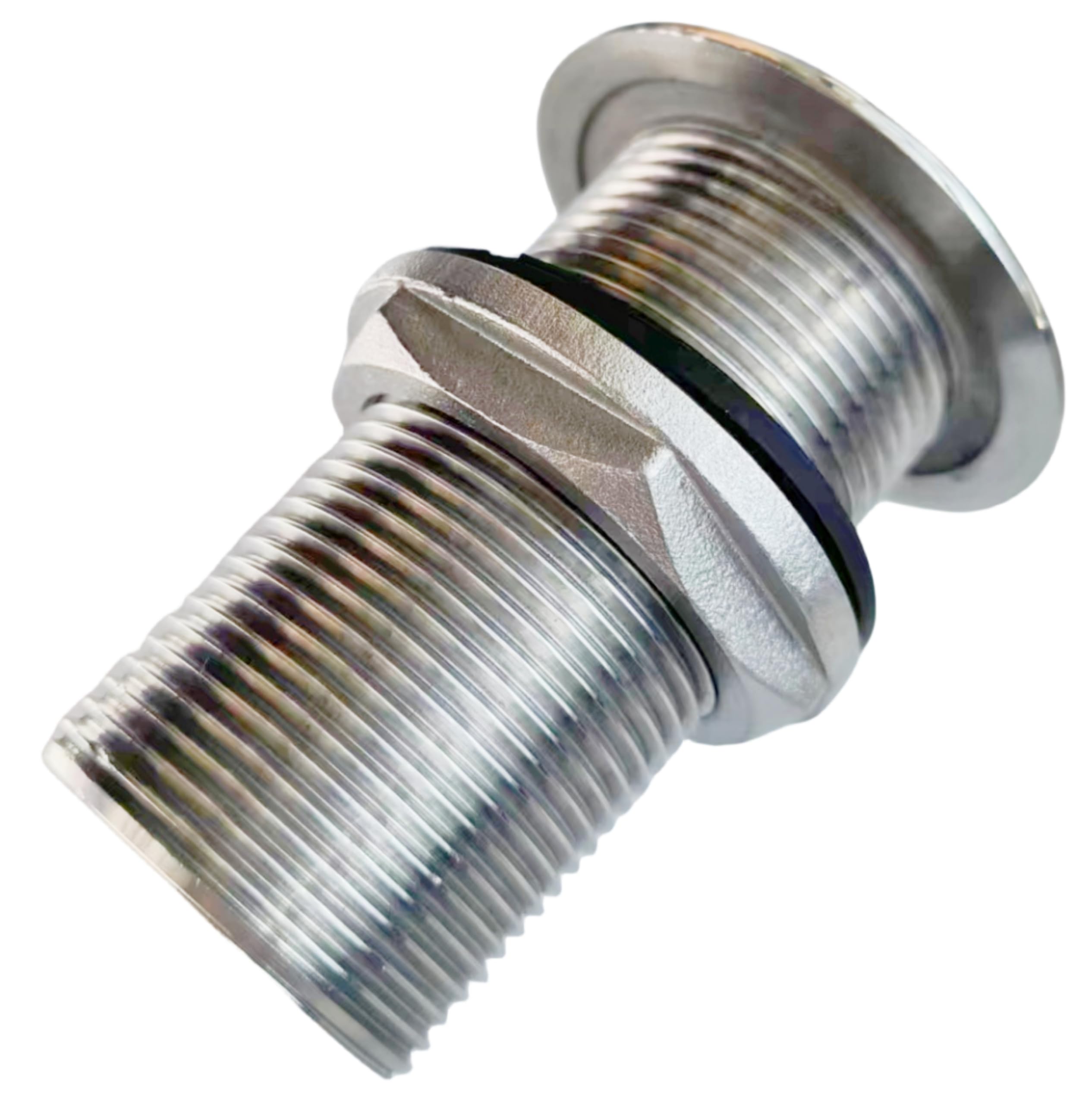 Marine Grade 316 Stainless Steel Full Threaded Through Hull Pipe Fittings with Nuts and washers for Boats, Yachts (1-1/4IN)