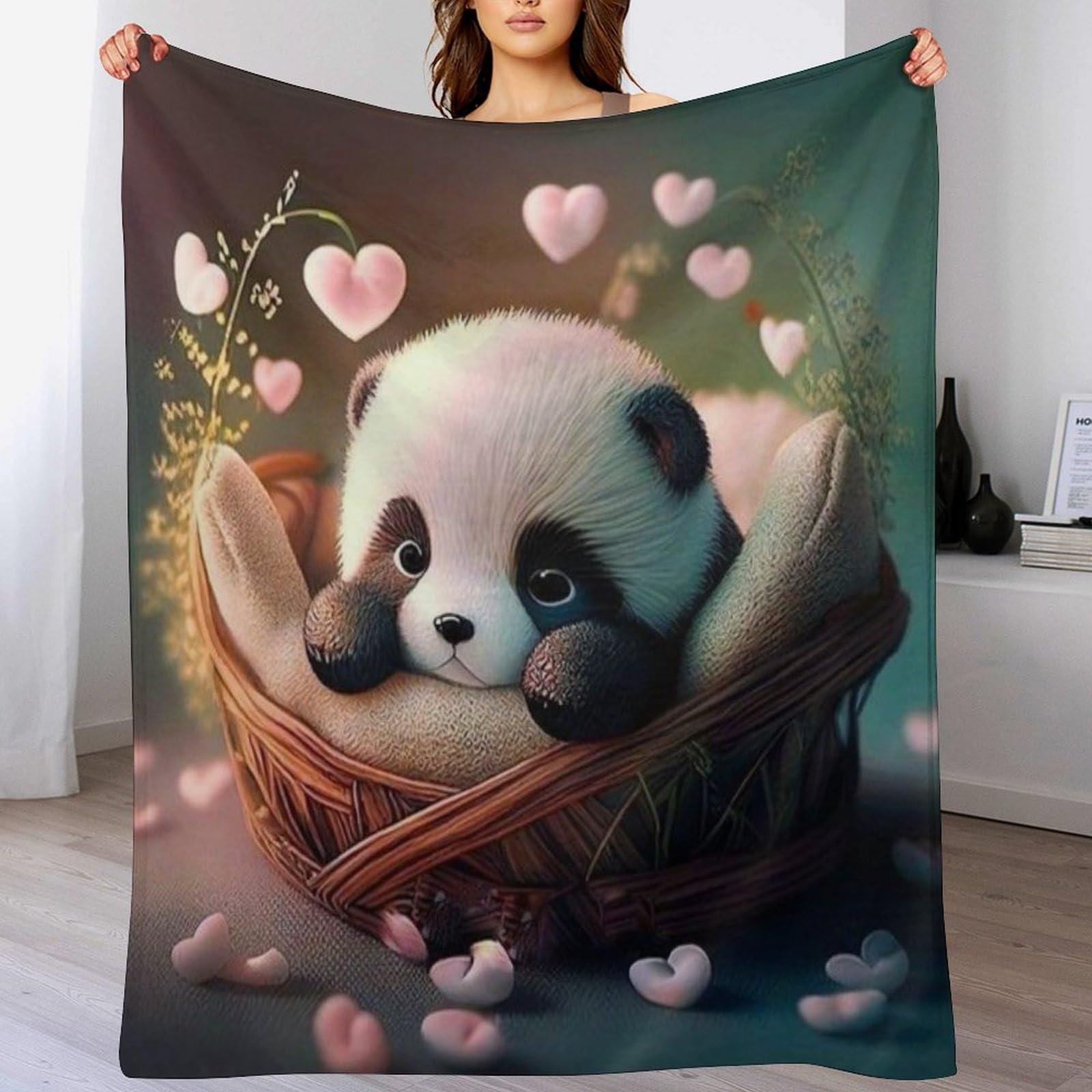 Manta de franela de panda 100x130 cm suave para sofa y dormitorio de cuatro estaciones