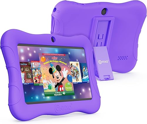 Contixo Tableta para niños de 7 pulgadas, tableta Android V9A de 32 GB para edades de 3 a 7 años, controles parentales, 50 libros de cuentos de
