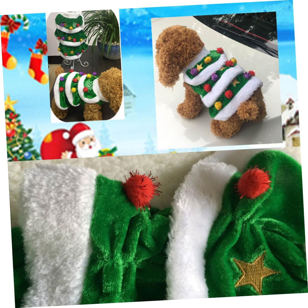 UPKOCH 2 Piezas Disfraz Navidad Perros Pequeños Ropa Perro Invierno Cálida Comodidad Vestido con Capucha Árbol Navidad Verde S Fiesta Mascotas