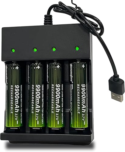 Skywolfeye - Paquete de 4 baterías recargables 18650, cargador inteligente universal para batería recargable de 3.7 V 21700 14500 14500 10440