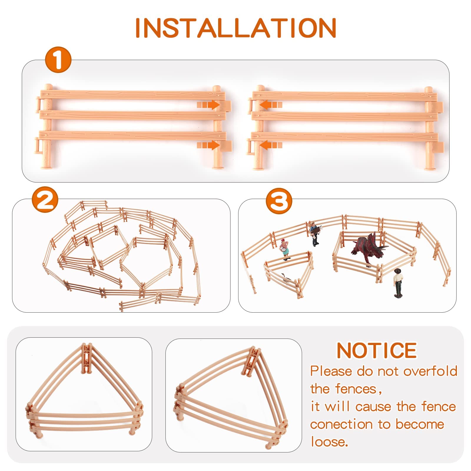 YeahBoom 40 Stück Pferdezaun Spielzeug - Korral Zäune Für Spielzeugpferde 15,7cm