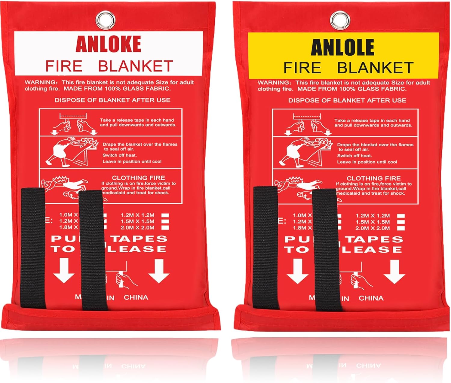 ANLOKE Fire Blankets for Home and Kitchen Safety (2 Pack) 47" x 47" Fire Retardant