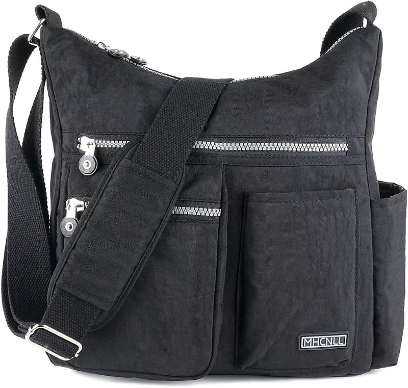 MHCNLL Bolso bandolera de nailon para mujer, antirrobo RFID ligero | resistente al agua, correa acolchada, bolsillos de almacenamiento múltiple, versátil para desplazamientos, viajes y uso diario