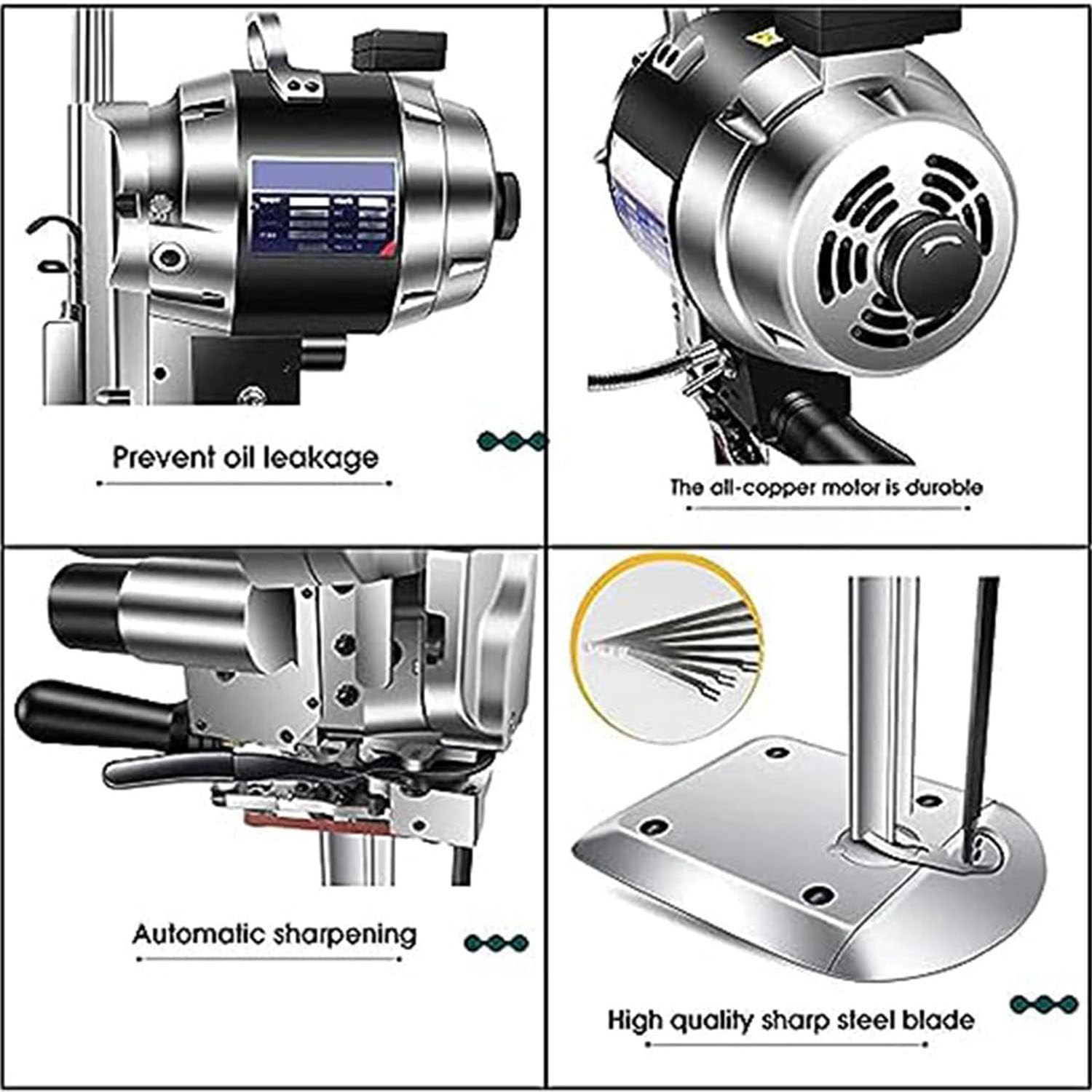 Máquina cortadora de tela, cortadora de tela eléctrica vertical con cuchilla recta, máquina cortadora de tela industrial con afilado automático de cuchillas,8in
