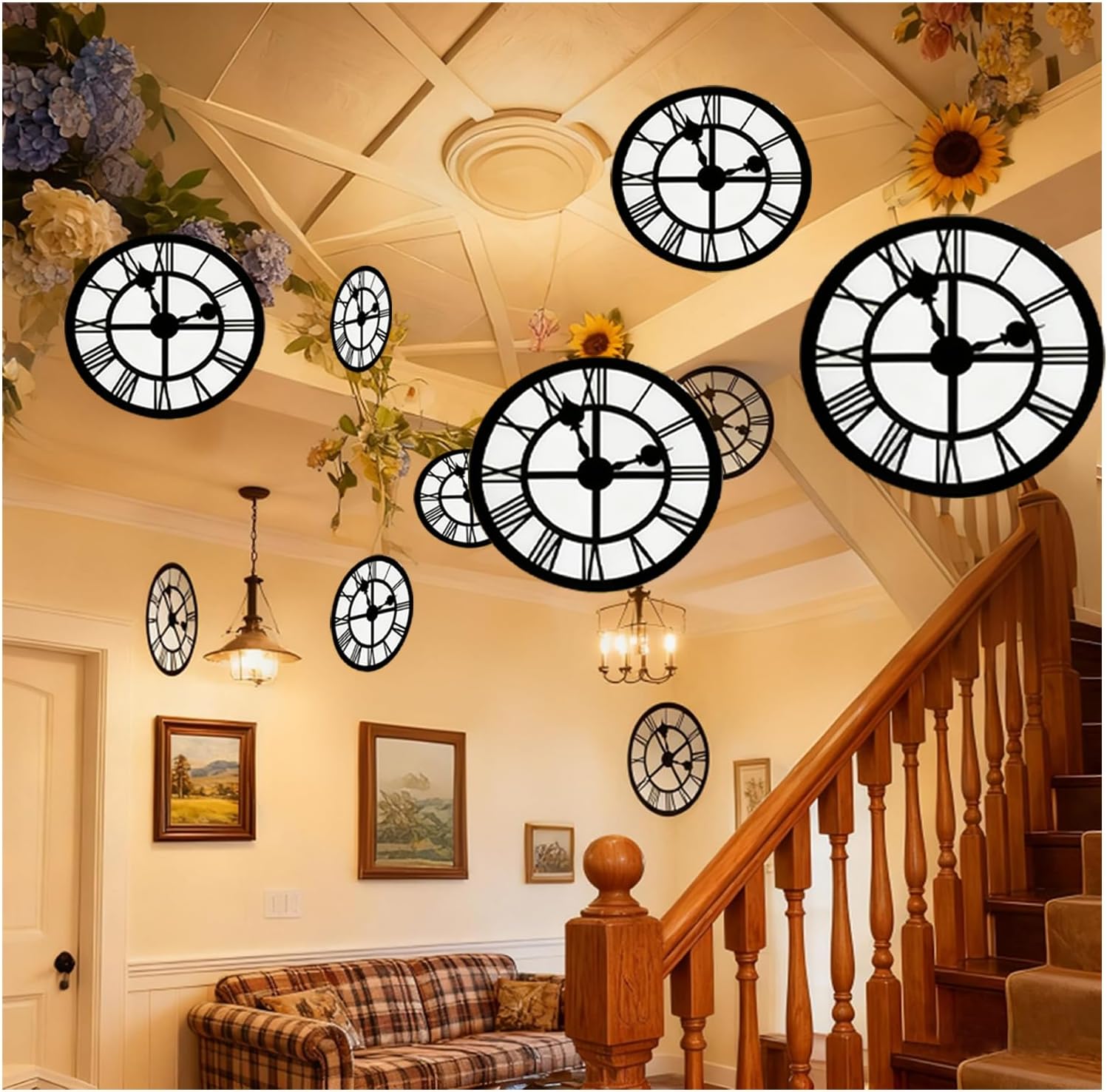 20 Pcs Wonderland Clock Banner Hanging Decor for Tea Partay, Christmas, Baby Shower & Birthday, Curious Clock Banner, Wonderland Party Decor