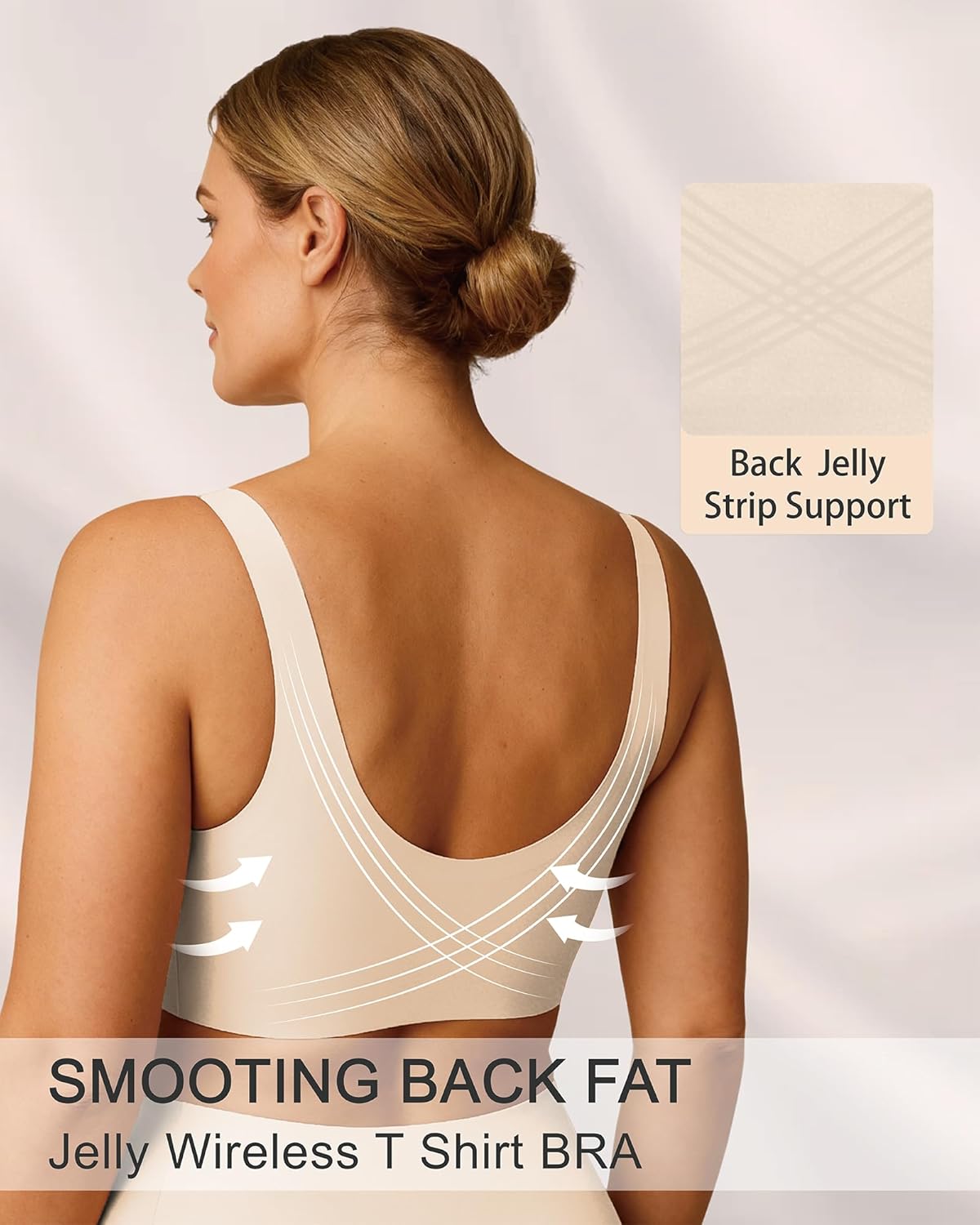 Soft Intention Jelly Wireless Bra,No Underwire Wireless Push Up Seamless Full Coverage Comfort Regular & Plus Size